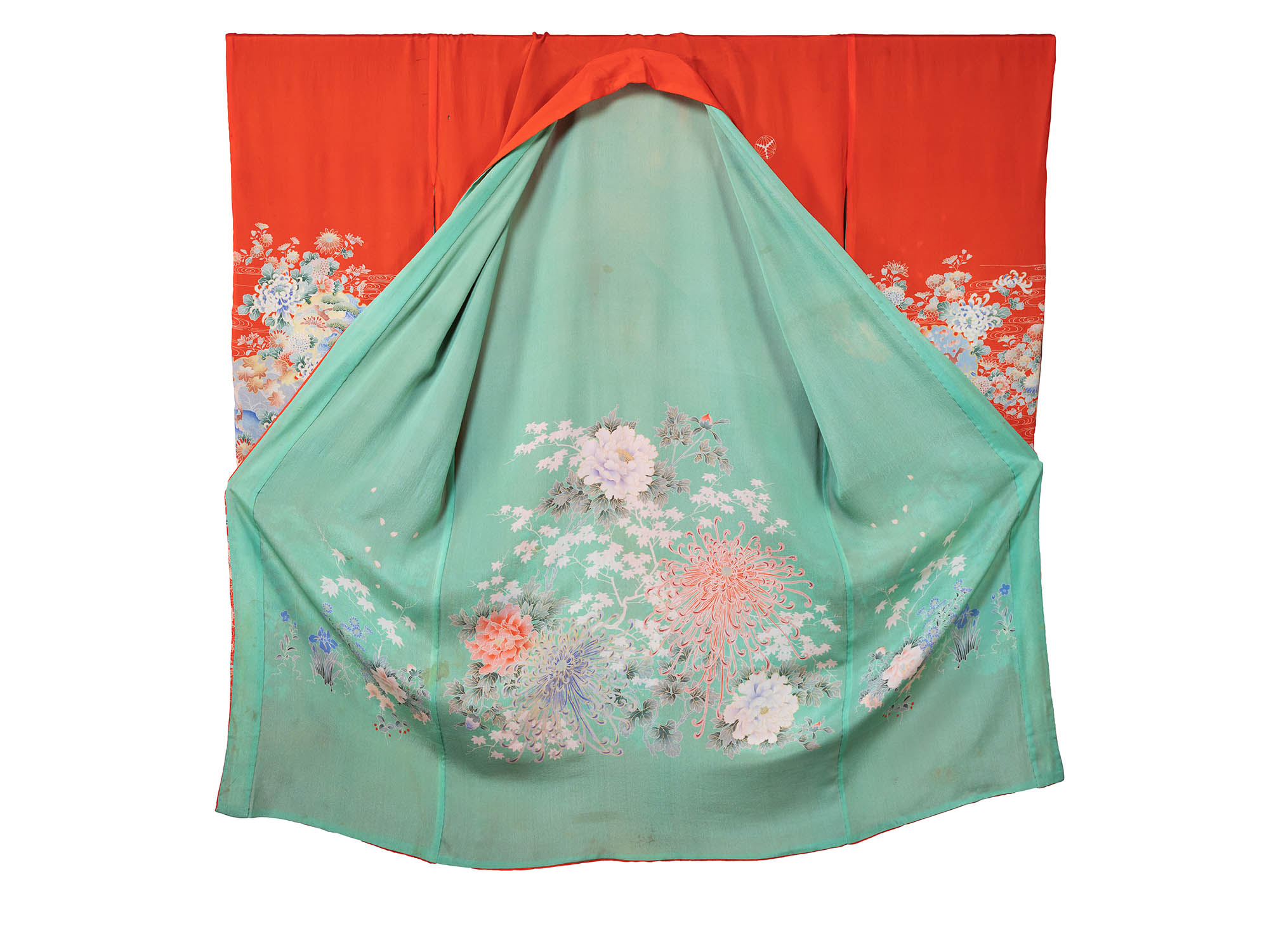 3B-Silk-12506-green-and-coral-printed-crepe-kimono_2